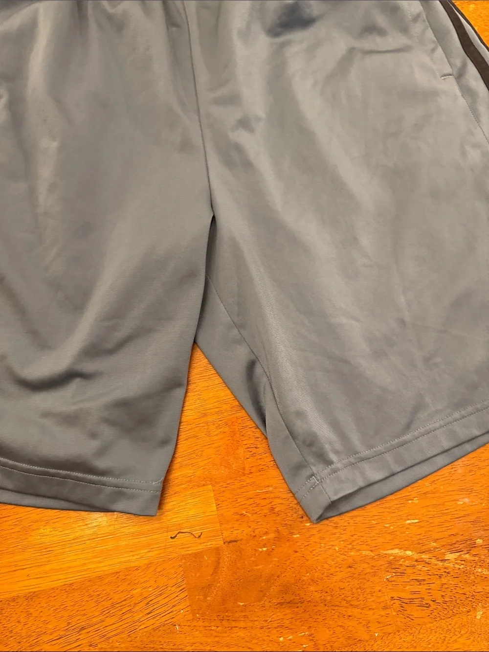 adidas Men’s Gray Athletic Shorts with Dark Side Stripes xl